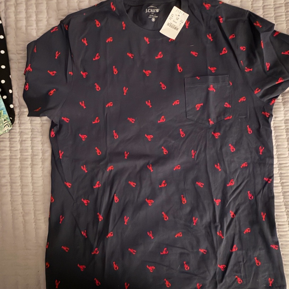 J. Crew Navy Short-Sleeve Tee with Red Lobster Motif